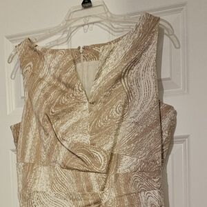 Sleeveless Dress by Anne Klein Tan and Cream Print Size 14